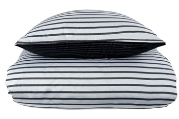 Stribet sengetøj 140x200 cm - Narrow lines sort - Vendbart sengesæt - 100% Bomuldssatin - By Night sengelinned