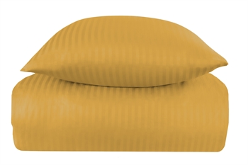 Sengetøj  240x220 cm - Karrygult - Stribet sengetøj - King size - 100%  bomuldssatin - Borg Living dobbeltdyne sengetøj