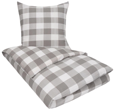Ternet sengetøj 140x220 cm - Check grey - Gråt sengetøj - Bæk og bølge Sengesæt i 100% Bomuld - By Night