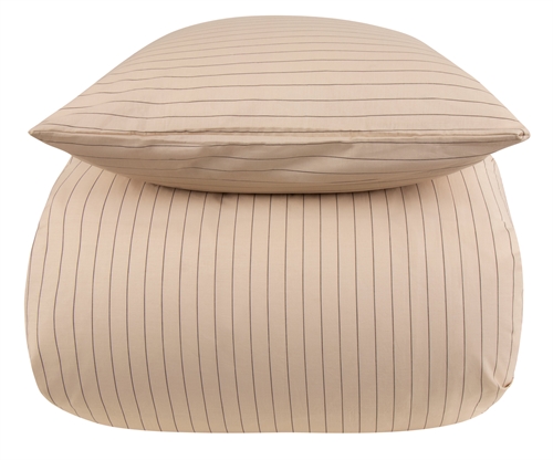 King size sengetøj 100% bomuld - 240x220 cm - Sand stribet sengesæt - Nordstrand Home dynebetræk