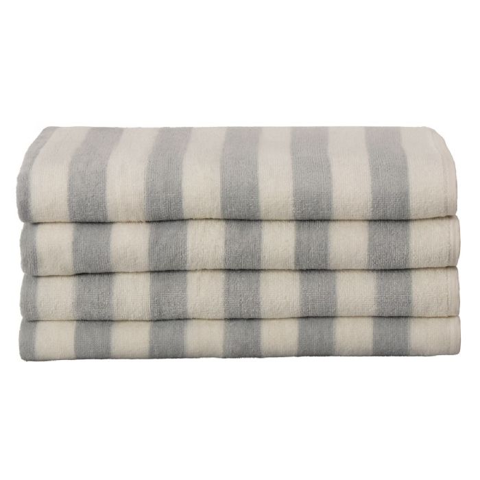 Badehåndklæde med høj sugeevne - 100% blødt bomuld - 70x140 cm - Gråt og hvidt stribet håndklæde fra Nordstrand Home 