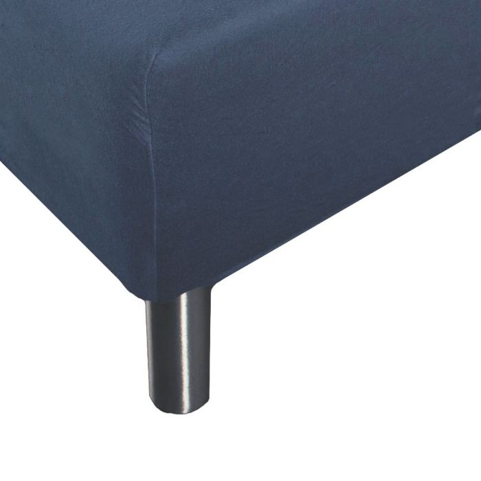Blødt lagen 80x200 cm - Faconlagen i 100% bomuldssatin - Blåt boxlagen til madras - By Night satin lagen