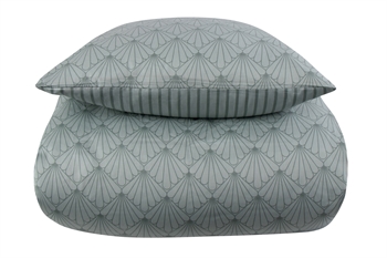 Sengetøj 140x220 cm - Fan green - Bomuldssatin sengetøj - Vendbart sengetøj - By Night sengesæt 