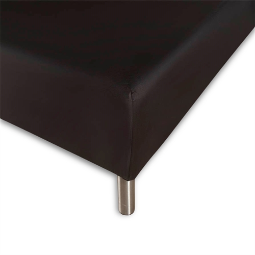 Stræklagen 140x210 cm - Sort - 100% Bomuld - Faconlagen til madras 