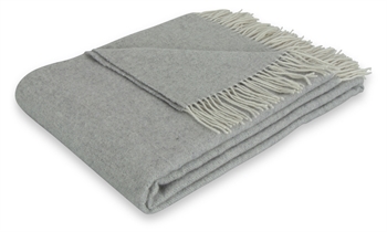 Cashmere uldplaid - 40% Cashmere - 130x200 cm - Ensfarvet gråt uldtæppe - By Borg plaid 