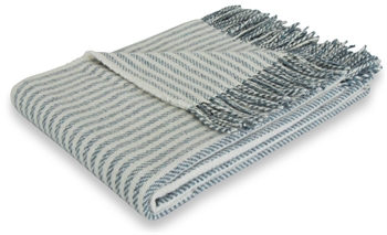 Uldplaid med finkæmmet uld - 130x200 cm - Blødt uldtæppe med flotte blå striber - By Borg plaid 