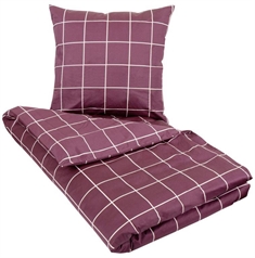 Bordeaux sengetøj 140x220 cm - Ternet sengetøj - Chech dark rose dynebetræk - 100% Bomuldssatin