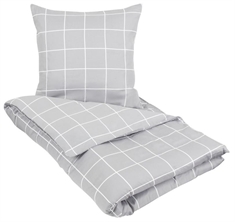 Ternet sengetøj 200x220 cm - Check Grey - Gråt sengetøj - 100% Bomuldssatin 