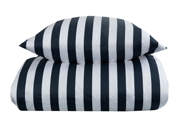 Stribet sengetøj til dobbeltdyne - 200x220 cm - Blødt bomuldssatin - Nordic Stripe - Blåt og hvidt sengesæt
