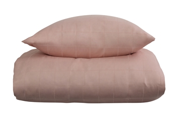 Sengetøj til dobbeltdyne 200x200 cm - Blødt, jacquardvævet bomuldssatin - Check rosa - By Night sengesæt