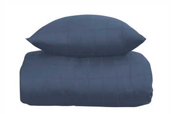 Sengetøj 140x200 cm - Blødt, jacquardvævet bomuldssatin - Check blå - By Night sengesæt