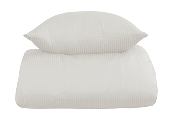 Sengetøj 200x220 cm - Hvidt, stribet sengetøj - 100% Egyptisk bomuld - Dobbelt dynebetræk