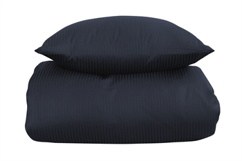 Sengetøj 200x200 cm - Mørkeblåt, stribet sengetøj - 100% Egyptisk bomuld - Dobbelt dynebetræk