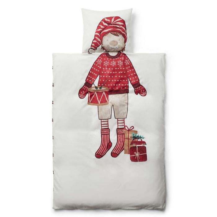 Julesengetøj - Microfiber - Junior sengetøj 100x140 cm - Nissedreng 