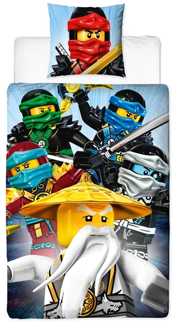 Ninjago sengetøj 140x200 cm - Master Wu - Ninjago lego sengetøj børn - 2 i 1 design - Sengesæt i 100% bomuld