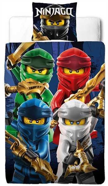 Ninjago sengetøj - 140x200 cm - LEGO Ninjago Ninjaer - 2 i 1 Sengesæt - 100% fint vævet bomuld