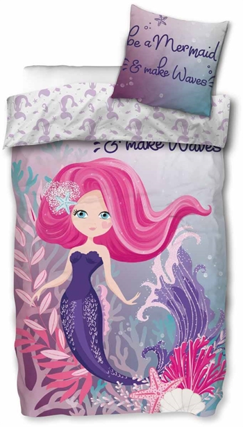 Junior havfrue sengetøj 100x140 cm - Be a mermaid - 2 i 1 design - 100% bomuld havfrue sengesæt