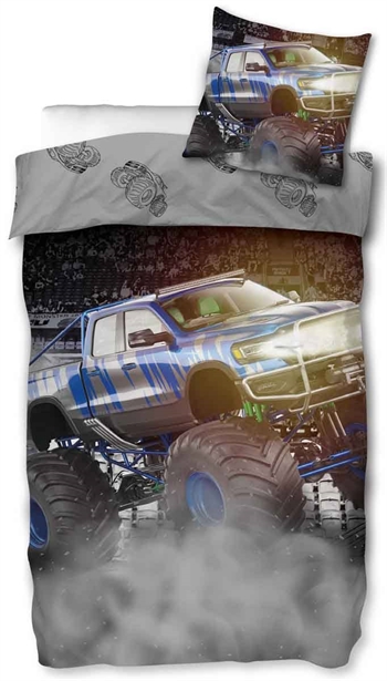 Børnesengetøj - 140x200 cm - Monstertruck - Sengesæt i 100% bomuld - Sengetøj til børn