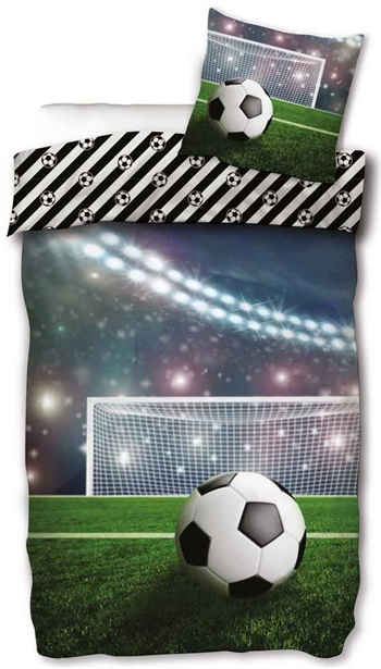 Fodbold sengetøj - 140x200 cm - Stadion - Dynebetræk med 2 i 1 design - 100% bomulds sengesæt
