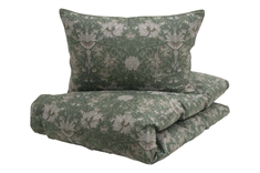 Blomstret sengetøj dobbeltdyne 200x220 cm - Nova green - Grønt sengetøj -100% bomuldssatin - Borås Cotton