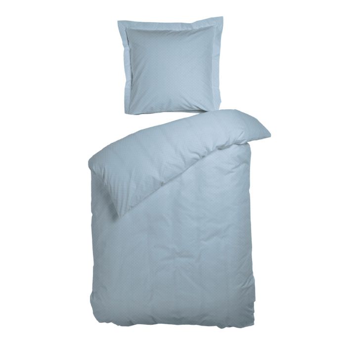 Junior sengetøj 100x140 cm - Lyseblåt jacquard sengesæt med mønster - Opal light blue - 100% blød bomuld - Night & Day junior sengelinned