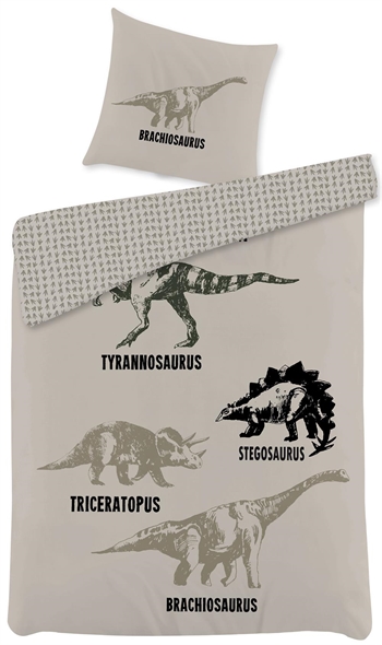 Sengetøj 140x200 cm - Dinosaur sengetøj - 2 i 1 design - Dynebetræk i 100% bomuld