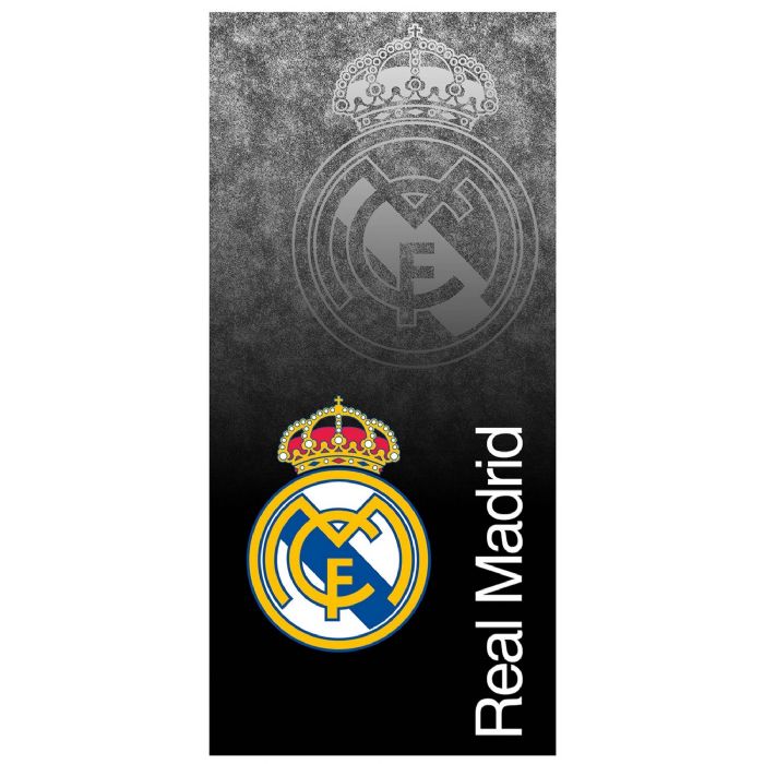 Sort Real Madrid håndklæde - 70x140 cm - 100% bomuld - Blødt badehåndklæde med Real Madrid logo