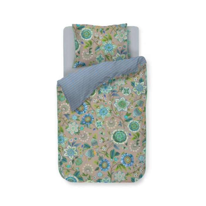 Blomstret sengetøj 140x200 cm - Blåt vendbart sengesæt i 100% blød bomuld - Viva La Vida Blue - Pip Studio sengelinned