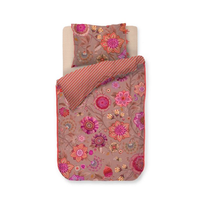 Blomstret sengetøj 140x220 cm - Lyserødt vendbart sengesæt i 100% blød bomuld - Viva La Vida Pink - Pip Studio sengelinned