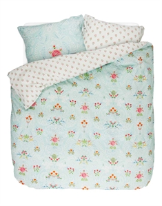 Blomstret sengetøj - 140x220 cm - Yes madam blue - Sengesæt med 2 design - 100% bomuld - Pip Studio sengetøj