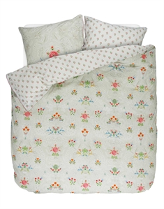 Blomstret sengetøj 140x220 cm - Yes madam khaki - Sengesæt med 2 i 1 sengesæt - 100% bomuld - Pip Studio