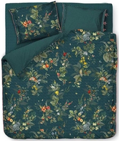Blomstret sengetøj 200x220 cm - Leaf dark blue - Blåt sengetøj - 2 i 1 design - 100% bomuld - Pip Studio  