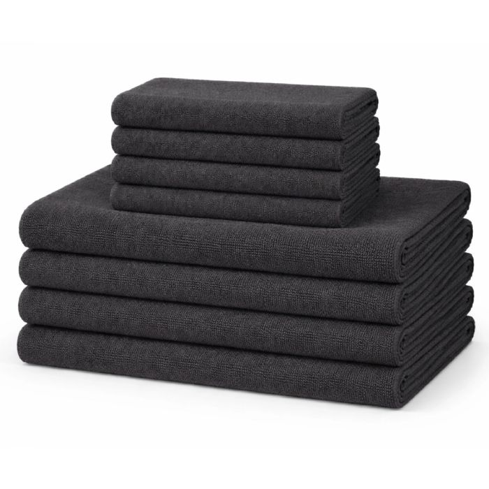 Microfiber håndklæder - Letvægts håndklæder - 8-pak - Mørkegrå
