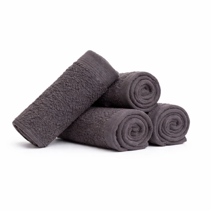 Bomulds vaskeklude - 100% bomuld - Vaskeklude 30x30 cm - 4-pak - Valmue - Mørkegrå