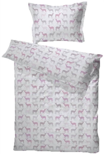 Juniorsengetøj 80x100 cm - Lille hjort Rosa - 100% bomuld - Borås Cotton sengesæt
